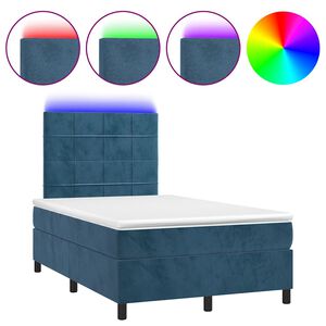 vidaXL Sommier &agrave; lattes de lit avec matelas LED bleu fonc&eacute; 120x190 cm