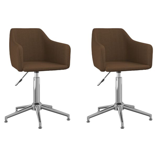 vidaXL Chaises pivotantes &agrave; manger lot de 2 marron fonc&eacute; tissu