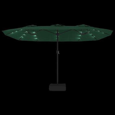 vidaXL Parasol de jardin à double tête avec LED vert 449x245 cm