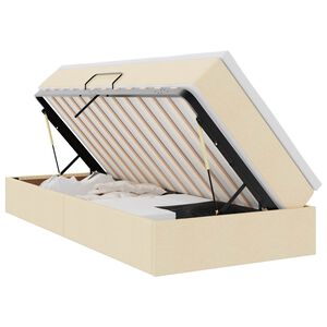 vidaXL Lit avec rangement et matelas Cr&egrave;me 90 x 190 cm Polyester