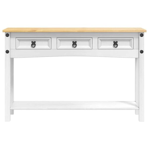 vidaXL Table d'appoint Corona Blanc 114 x 34,5 x 73 cm Pin massif