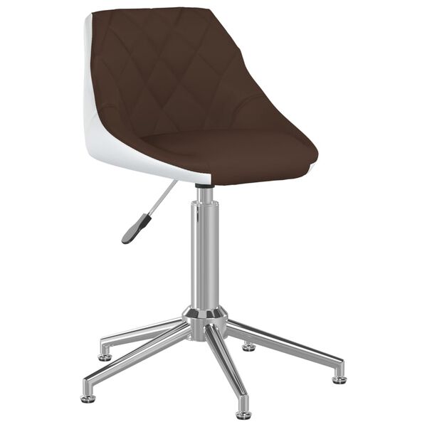 vidaXL Chaise de bureau pivotante Marron et blanc Similicuir