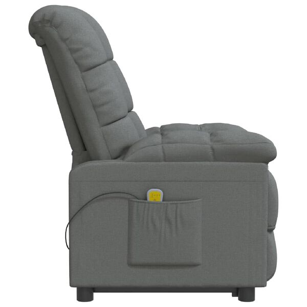 vidaXL Fauteuil de massage Gris foncé Tissu