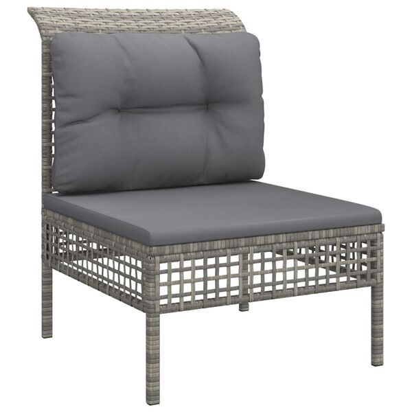 vidaXL Salon de jardin 3 pcs avec coussins Gris R&eacute;sine tress&eacute;e