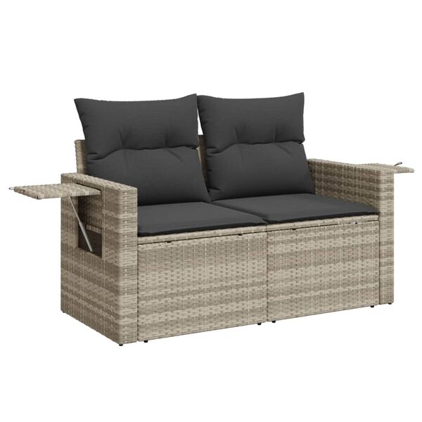vidaXL Salon de jardin avec coussins 7 pcs gris clair r&eacute;sine tress&eacute;e