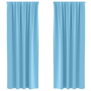 vidaXL Rideaux occultants avec anneaux 2 pcs Bleu clair 225 x 140 cm
