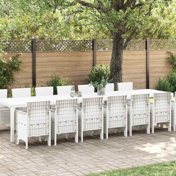 vidaXL Ensemble de salle &agrave; manger de jardin avec coussins 15 pcs Blanc