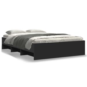 vidaXL Cadre de lit sans matelas noir 140x190 cm bois d'ing&eacute;nierie