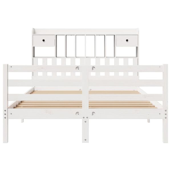 vidaXL Lit biblioth&egrave;que sans matelas blanc 150x200 cm bois pin massif