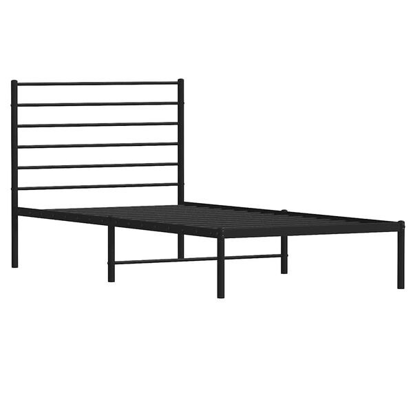 vidaXL Cadre de lit m&eacute;tal sans matelas avec t&ecirc;te de lit noir 75x190 cm