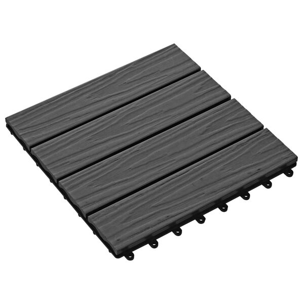 vidaXL Carreau de terrasse en relief 11 pcs WPC 30x30 cm 1 m² Noir