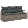 vidaXL Ensemble de canap&eacute; de jardin avec coussin 3 pcs Gris polyrotin