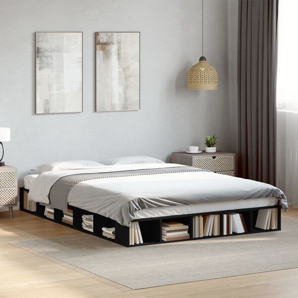 vidaXL Cadre de lit sans matelas noir 150x200 cm