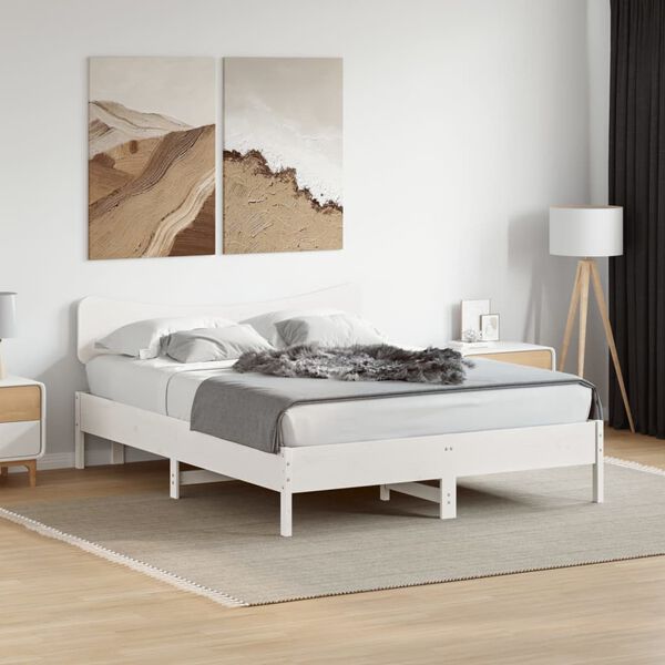 vidaXL T&ecirc;te de lit blanc 140 cm bois massif de pin