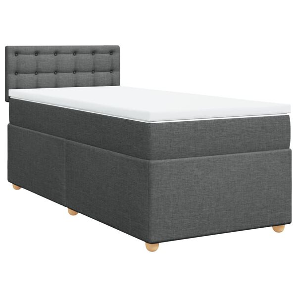 vidaXL Sommier &agrave; lattes de lit et matelas Gris fonc&eacute; 90x190 cm Tissu