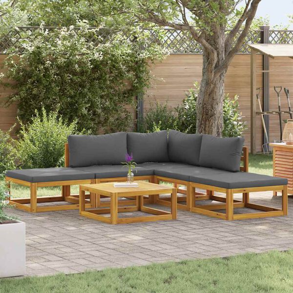 vidaXL Salon de jardin 6 pcs avec coussins Bois d'acacia solide