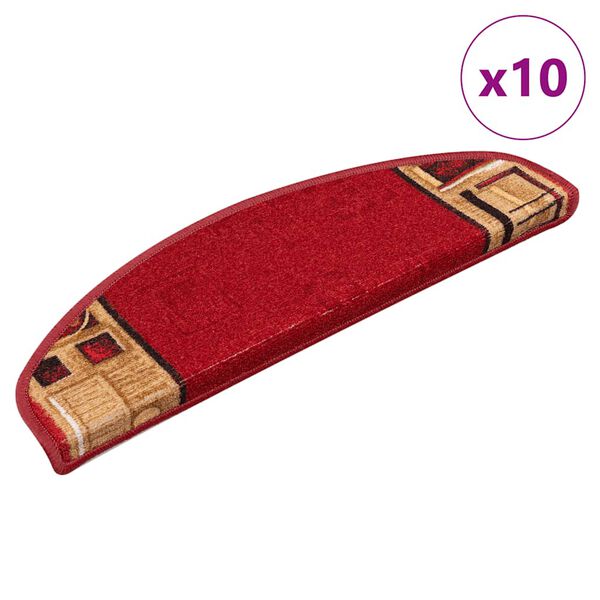 vidaXL Tapis d'escalier autoadhésifs 10 pcs 65x21x4 cm Rouge