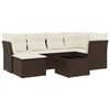 vidaXL Salon de jardin avec coussins 7 pcs marron r&eacute;sine tress&eacute;e