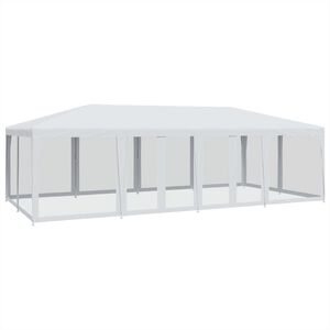 vidaXL Tente de f&ecirc;te avec 12parois lat&eacute;rales en maille blanc 8x4m PEHD