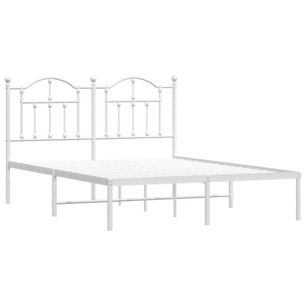 vidaXL Cadre de lit m&eacute;tal sans matelas et t&ecirc;te de lit blanc 140x190 cm