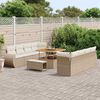 vidaXL Ensemble de canap&eacute; de jardin 11 pcs Beige Poly rotin