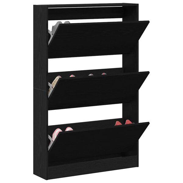 vidaXL Cabinet &agrave; chaussures avec &eacute;tag&egrave;re Ch&ecirc;ne noir 80 x 21 x 125,5 cm