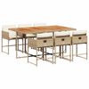 vidaXL Ensemble &agrave; manger de jardin et coussins 7 pcs beige poly rotin