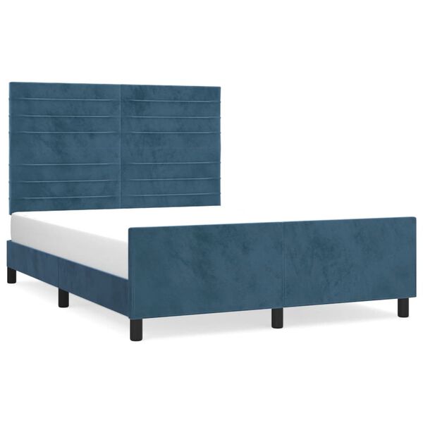 vidaXL Cadre de lit sans matelas bleu fonc&eacute; 140x190 cm velours
