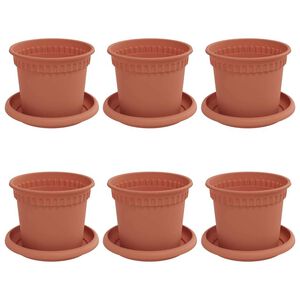 vidaXL Pots de plantes 6 pc Rouge brique Plastique