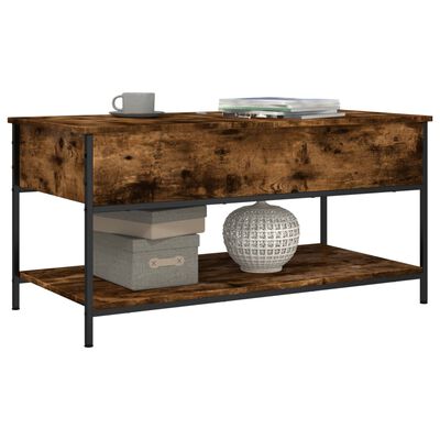 vidaXL Table basse chêne fumé 100x50x50 cm bois d'ingénierie et métal