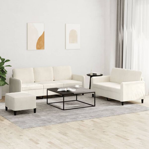vidaXL Ensemble de canap&eacute;s 3 pcs cr&egrave;me velours