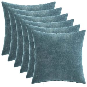 vidaXL Housse de coussin 6 pc HEERLEN Bleu 30 x 30 cm Tissu Chenille