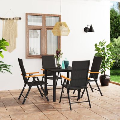 vidaXL Ensemble de salle à manger de jardin 5 pcs Noir et marron