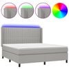 vidaXL Sommier &agrave; lattes de lit matelas LED Gris clair 180x200 cm Tissu