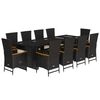 vidaXL Ensemble &agrave; manger de jardin 11 pcs coussins noir r&eacute;sine tress&eacute;e
