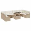 vidaXL Ensemble de canap&eacute; de jardin 11 pc Beige Poly Rattan