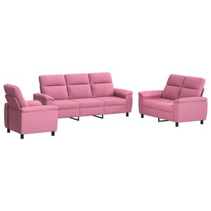 vidaXL Ensemble de Canap&eacute;s 3 pcs Rose Tissu