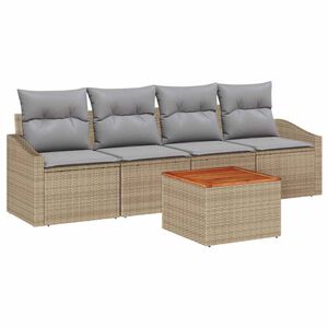 vidaXL Ensemble de canap&eacute; de jardin 5 pcs Beige et Gris clair