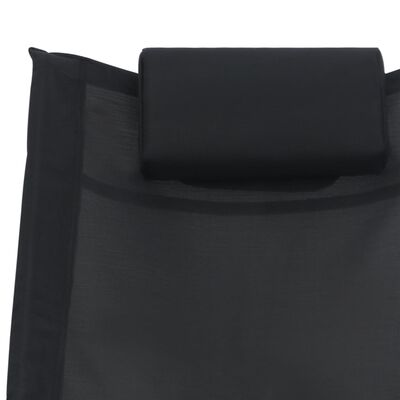 vidaXL Chaise longue avec oreiller Noir Textilène
