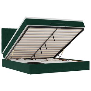vidaXL Cadre de lit ottoman avec matelas vert fonc&eacute; 200x200 cm velours