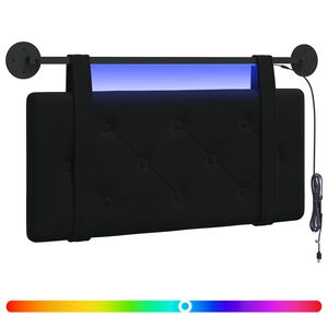 vidaXL T&ecirc;te de lit suspendue Avec lumi&egrave;re LED Noir Velours