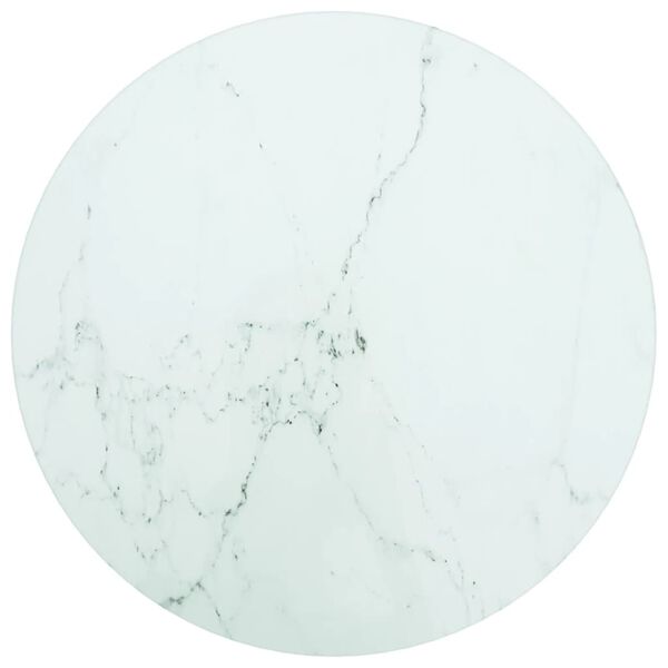 vidaXL Dessus de table blanc &Oslash;30x0,8cm verre tremp&eacute; avec design marbre