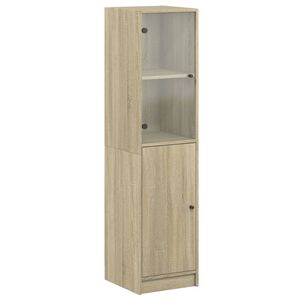 vidaXL Buffet avec porte en verre ch&ecirc;ne sonoma 35x37x142 cm