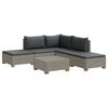 vidaXL 6 pc Ensemble de Salon en Rotin avec Coussins GENDT Gris Kubu