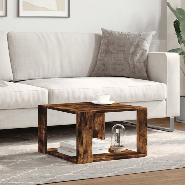 vidaXL Table basse ch&ecirc;ne fum&eacute; 51,5x51,5x30 cm bois d'ing&eacute;nierie