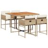 vidaXL Ensemble &agrave; manger de jardin avec coussins 5pcs Beige poly rotin