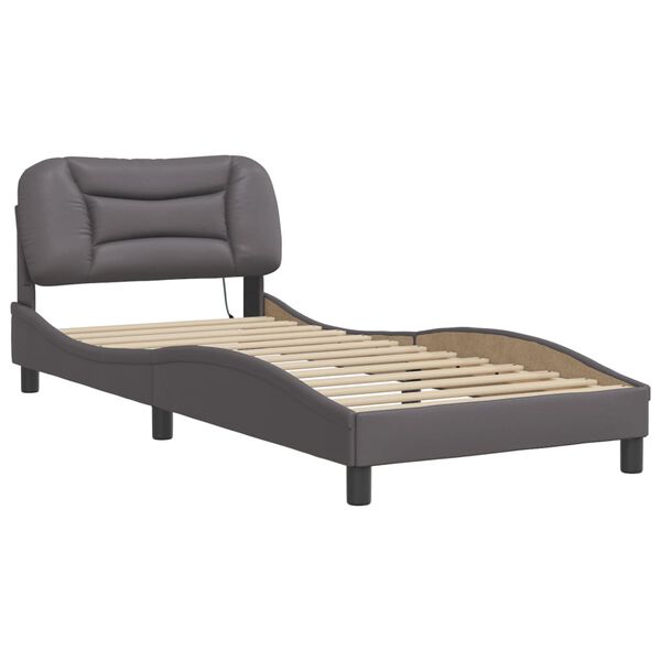 vidaXL Cadre de lit avec LED sans matelas Hvar gris 90x200 cm