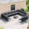 vidaXL Ensemble de canap&eacute; de jardin avec coussin 13 pcs Noir Acier