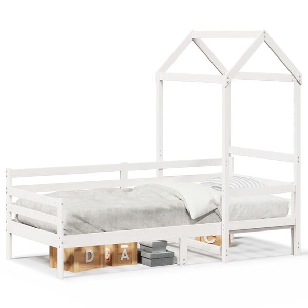 vidaXL Lit de jour avec toit sans matelas blanc 80x200 cm bois massif