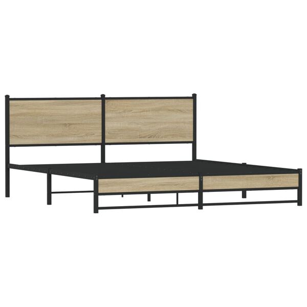 vidaXL Cadre de lit en métal sans matelas chêne sonoma 183x213 cm
